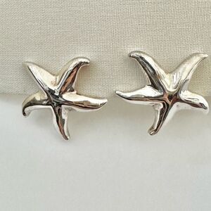 Bat-Ami Sterling silver  starfish vintage modernist clip  on earrings
